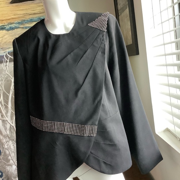 Black Formal Jacket with Rhinestone Embellishment - Picture 4 of 4